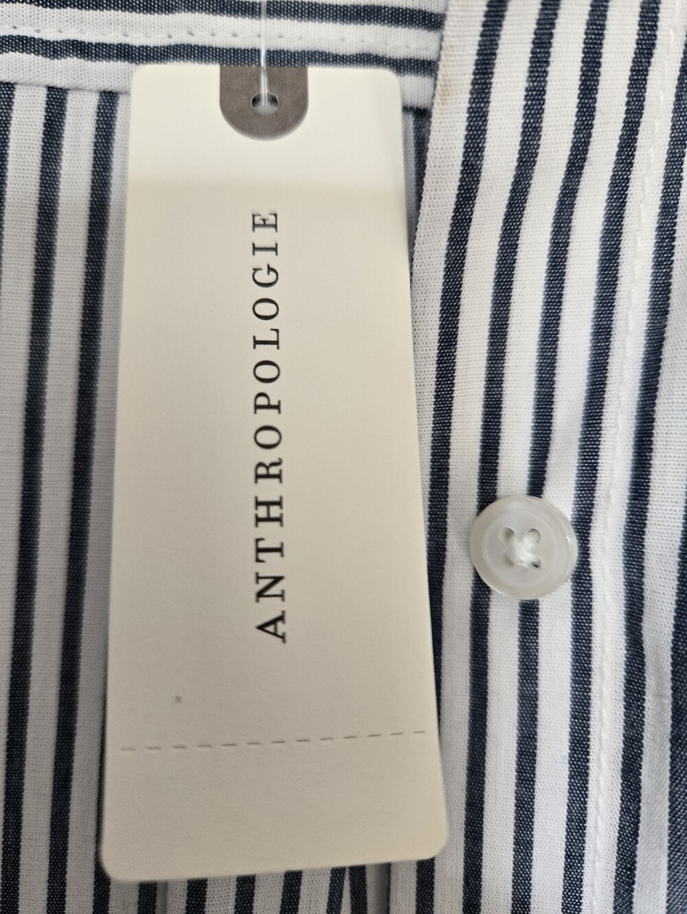 Anthropologie Maeve Button Up Oversized Shirt - Navy/White L NWT - Picture 4 of 7